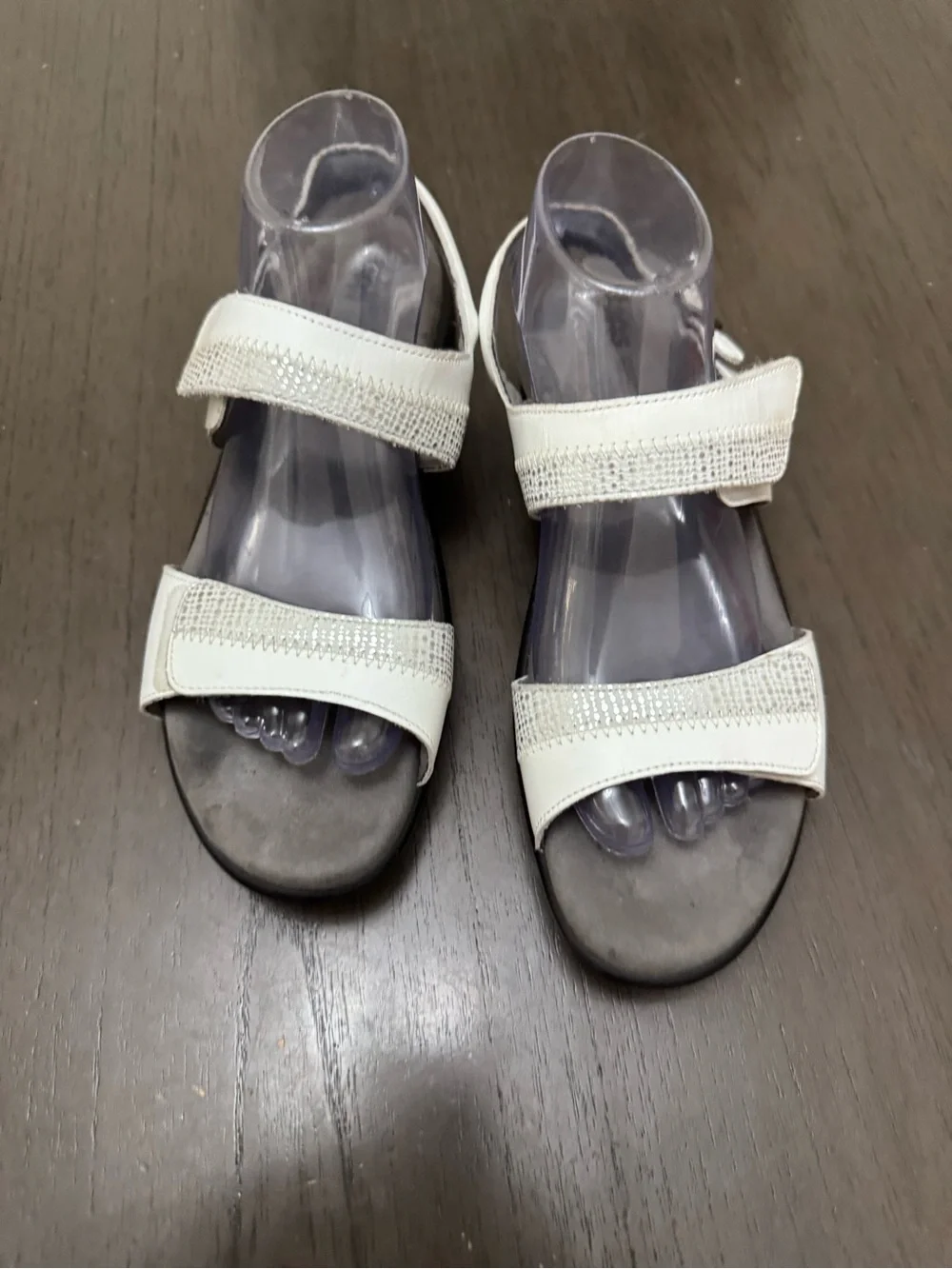 SAS Nudu Sandals White Leather Open Round Toe Straps Slingback Buckle Size W10n